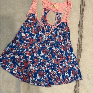 Floral Blue and Red Women's Top
